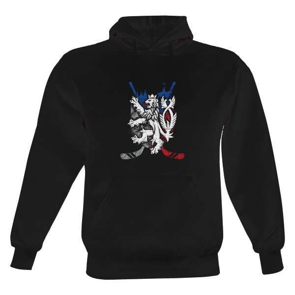 Pánská mikina s kapucí Just Hoods s potiskem Czech Hockey Lion