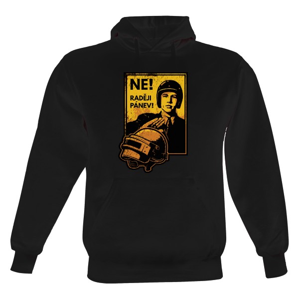 Pánská mikina s kapucí Just Hoods s potiskem Raději pánev