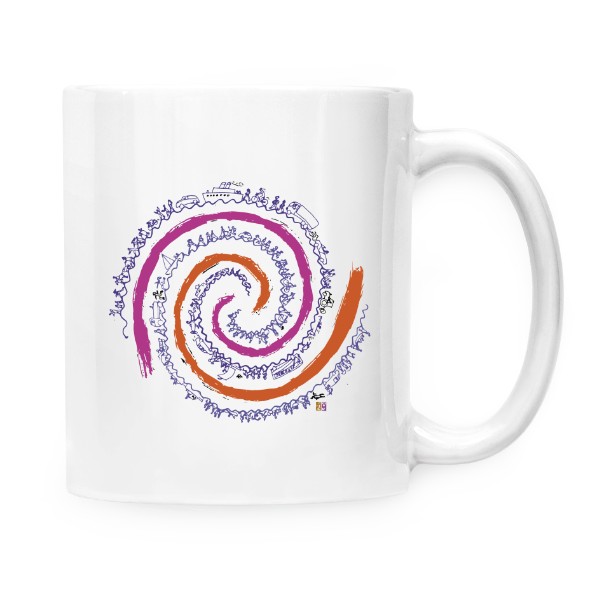 Hrnek malý bílý s potiskem Spirála s transportem