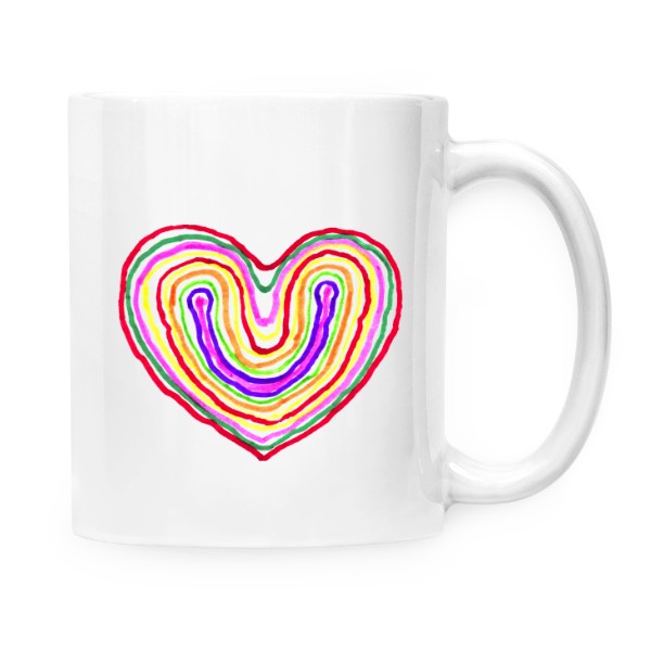 Hrnek malý bílý s potiskem Srdce s úsměvem