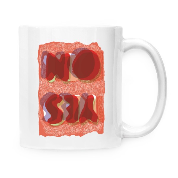 Hrnek malý bílý s potiskem YES/NO - DEMOKRATIE VOR ALLEM