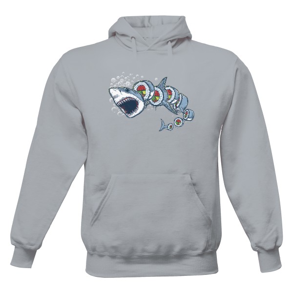 Pánská mikina s kapucí Just Hoods s potiskem Žraločí Sushi